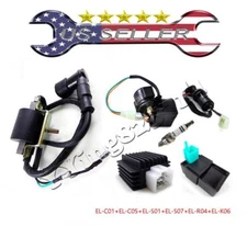 Regulator Rectifier Relay Ignition Coil CDI Key Switch Spark Plug kit 50cc-125cc