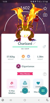  Non Shiny Gigantamax Charizard (Gigadynamax Glurak) Pokemon GO  Registered