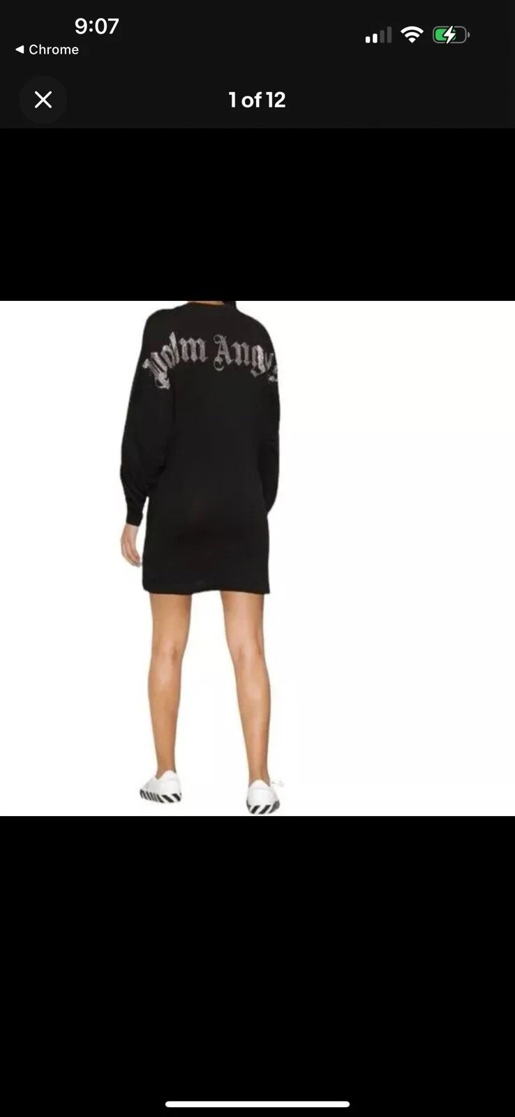 Mini abito sopra logo glitterato Palm Angels XXS nuovo con etichette