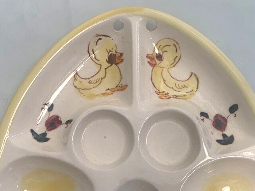 Egg Shaped Deviled Egg Plate Vintage Davar Ceramic Easter Chicks Japan P1 - Picture 7 of 8