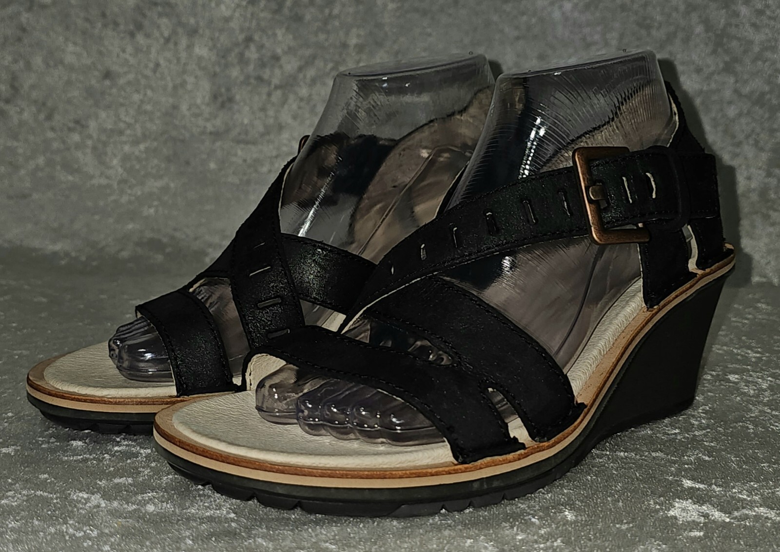 Sandali Merrell da donna neri Sirah zeppa pelle slingback taglia 8