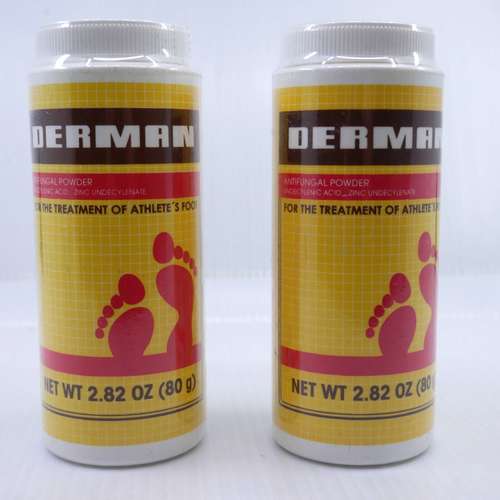 Lot Of 2 Derman Antifungal Powder 2.82 oz Talc Athletes Foot Zinc Acid