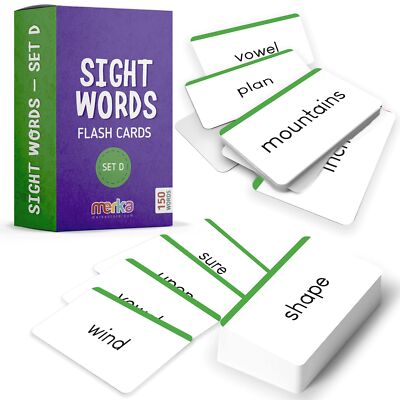 	Merka Sight Words Flash Cards for 1st Grade - Learn to Read 150 Cards Set D	