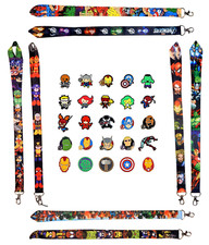 Marvel Avengers Lanyard Set w/ 5 Themed Disney Park Trading Pins  Brand New