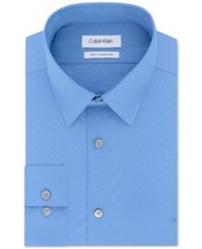 CALVIN KLEIN Men's Slim-Fit Stretch Flex Collar Dress Shirt Blue Size 14.5 32/33