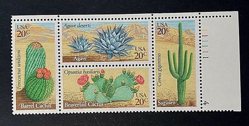 US Stamps, Scott #1942-45 20c "Desert Plants" plate block 1981 VF/XF M/NH