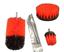 Drill Brush Set 4 Piece Red with 6" Extension - Fast Free Shipping