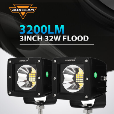 AUXBEAM 3'' 2000K/6000K Color Changing LED Work Light Pods Cube Flood Fog Amber