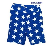 Size 8 Kids LuLaRoe Biker Shorts White Stars On Blue Unisex Fits 8