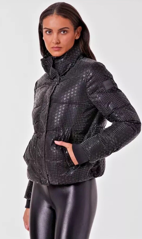 Houndstooth Black Puffer Jacket by Noli Yoga - Warm Stylish Outerwear  -image