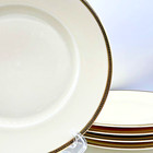 SET OF 5 ELEGANT HUTSCHENREUTHER GOLD TRIMMED DINNER PLATES, CHEVRON, HUT20