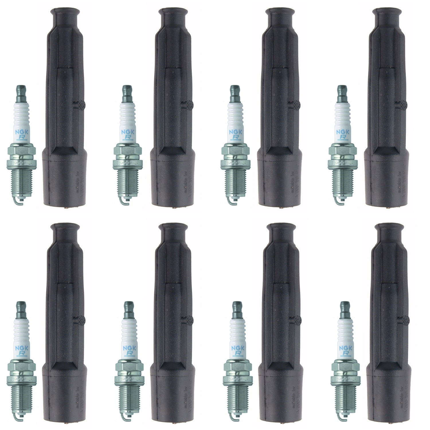NGK 8 Standard SparkPlugs 8 Coil Boots Kit for C140 CL500 W210 E420 W140 S420 V8