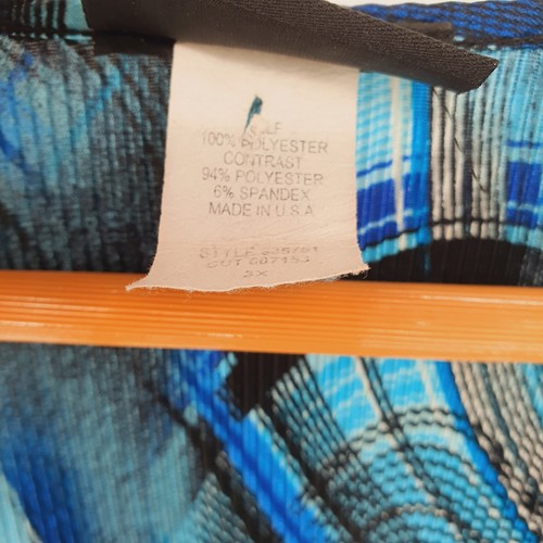 Maggie Barnes Overlay Geometric Artsy Blue Black Flowy Kimono Sleeve Size 3X - Picture 10 of 10