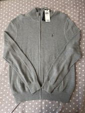  158 Polo Ralph Lauren Men  s Mesh-Knit Cotton Full Zip Sweater Grey Size L