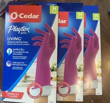3 Playtex Living Rubber Cleaning Gloves Size Medium Pink 1 Pair Per Box O’cedar