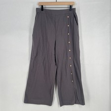 Coco Carmen Wide Leg Pants Womens LXL Gray Cotton High Rise Elastic Waist