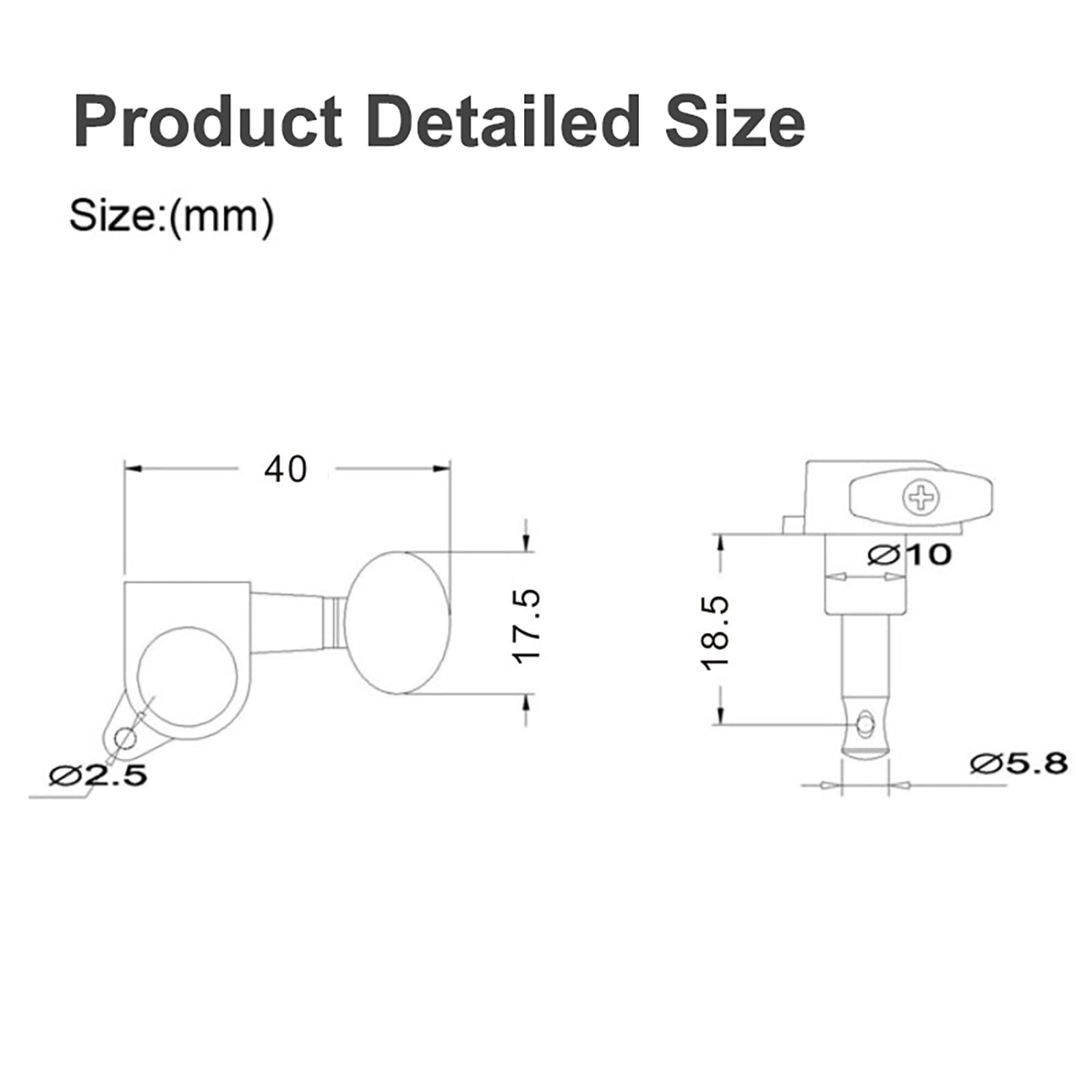 2R2L Ukulele Tuning Pegs Parts,Small oval Concave Button Sealed-gear String T...