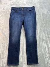 Lee Jeans Womens Plus Size 16L Straight Leg Mid Rise Dark Blue Whiskered Stretch