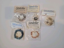 Lot of 5 Real Sand Dollar Christmas Ornaments Ocean Beach Shell Handmade