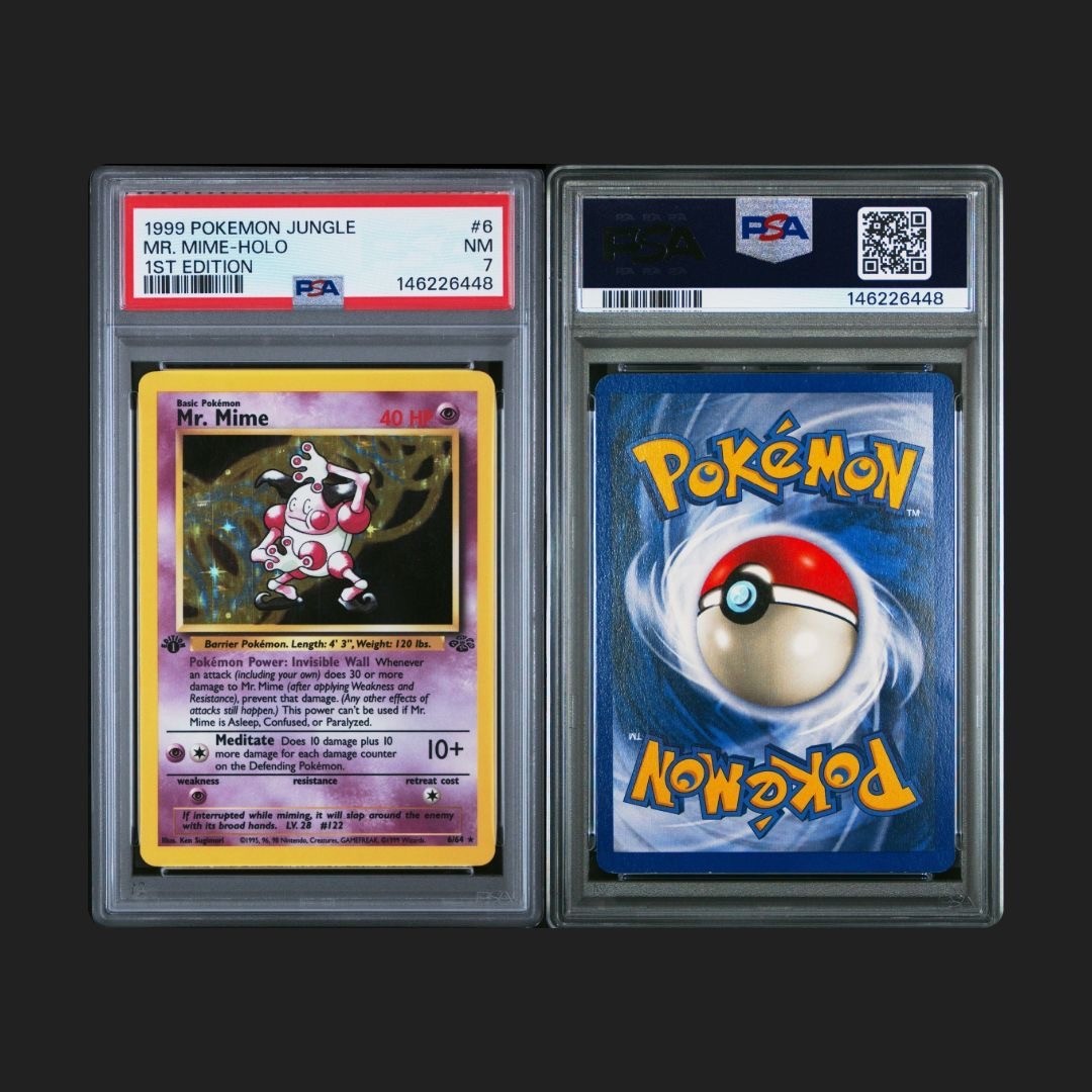 1999 POKEMON JUNGLE 1ST ED #6 MR. MIME-HOLO PSA 7
