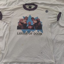 Vintage 1985 Legion of Doom NWA Wrestling T Shirt Road Warriors Ringer L WWF AWA