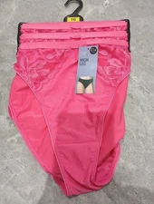 M&S Collection 3pk Wildblooms High Leg Knickers Size 16 WATERMELON