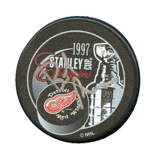 BOB ROUSE SIGNED DETROIT RED WINGS 1997 STANLEY CUP CHAMPS HOCKEY PUCK w/ COA