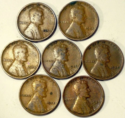 1923, 1924, 1925, 1926, 1927, 1928, 1929 Lincoln Cents Pennies V. Good Free Ship