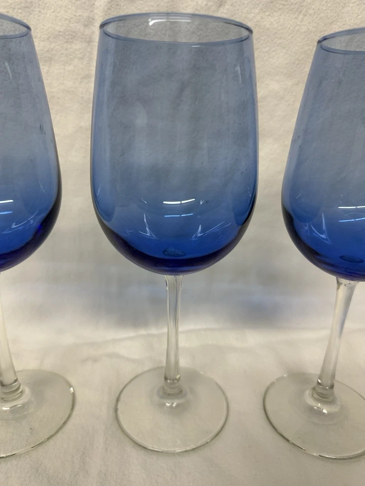Juego de 3 copas de vino/copas de agua Libbey Vina azul 9,25" vástago transparente 16 oz Foto 3 de 4