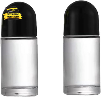 2Pcs Black 50Ml Clear Glass Roll on Bottles Empty Roller,Refillable Rollerball B