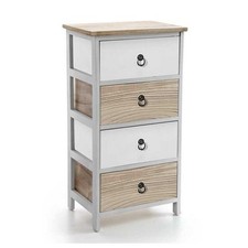 CASSETTIERA IN LEGNO CON 4 CASSETTI IN COLORE BIANCO E NATURALE 40 X 29 X 73 CM