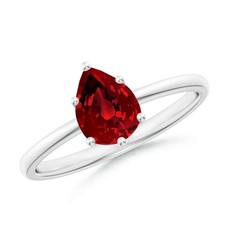7x5MM Pear-Shaped Ruby Solitaire Women Engagement Ring 925 Sterling Silver
