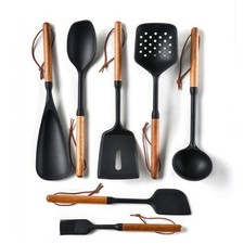 Silicone Cooking Utensils Set, 7PCS Silicone Kitchen Utensils with Wooden Han...