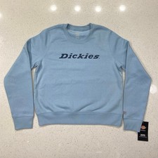 NWT Dickies Women  s Medium Heavyweight Wordmark Crew Fleece Sweatshirt Blue