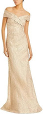 Ricki Freeman for Teri Jon Gold Metallic Jacquard Gown Mother of Bride