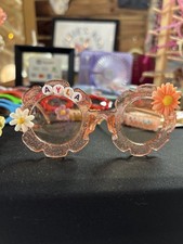 Girls Personalized Round Flower Glitter Sunglasses, Brown Tinted UV400