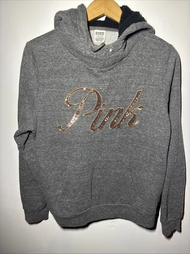 UNDERCOVER Grande maglione Victoria's Secret ROSA grigio oro pullover felpa con cappuccio vintage Y2K