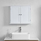 Bathroom Wall Cabinet Double Door Storage Cupboard Wooden White By Home Discount