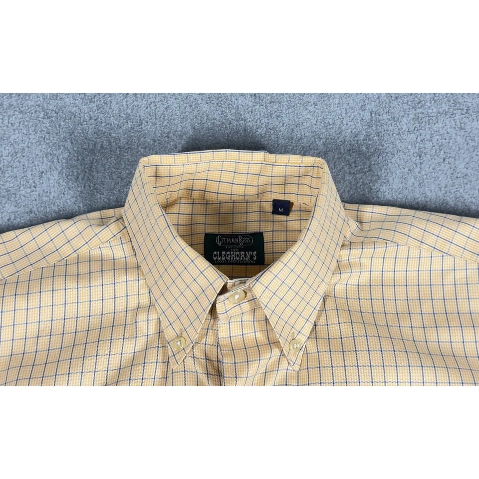 Gitman Bros Shirt Men's M Blue Yellow Plaid Cotton USA Gleghorn Long Sleeve - Image 2 of 4