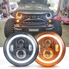 For Jeep Wrangler Jk Tj Lj 7inch Round Led Headlights Halo Turn Signal Drl Amber