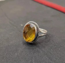 Citrine Gemstone Ring 925 Sterling Silver Statement Handmade Ring All Size C561
