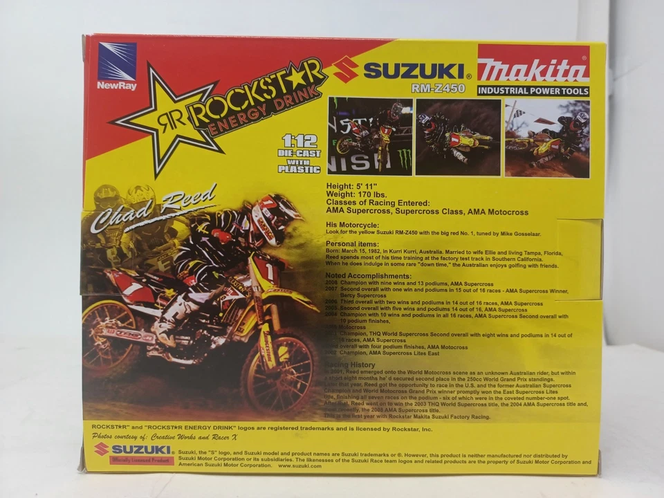 New Ray Suzuki RM-Z450 Chad Reed 1:12 Diecast  - Image 3 of 4