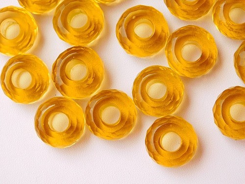 5 Pcs Of Faceted Roundel Big Hole Hydro Citrine Quartz Bracelet Beads 8x14mm - Picture 7 of 8