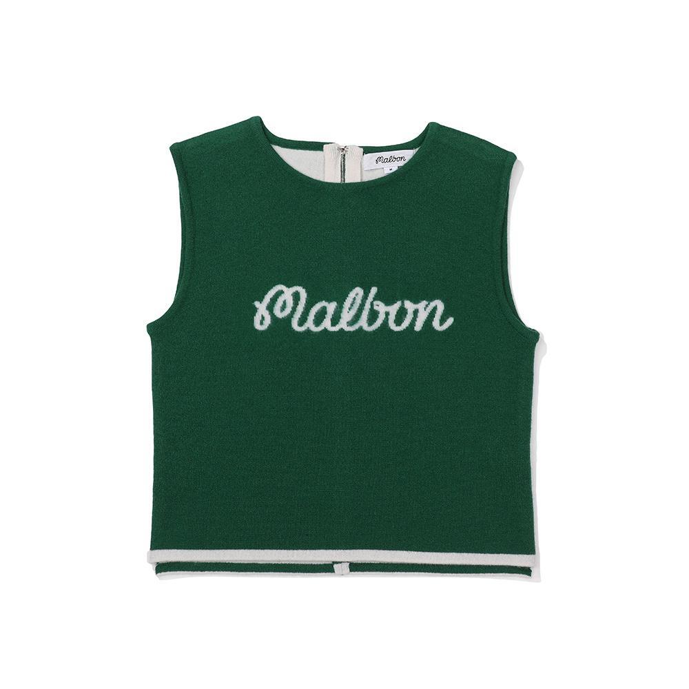 ◆Malbon Golf◆ Wide collar half-zip sleeveless GREEN WOMAN Genuine Malbon Golf Wool Hairy Sleeveless Knit GREEN (WOMAN