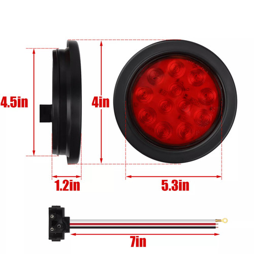 Luces de freno traseras giratorias impermeables 2X 4 pulgadas rojas redondas 24 LED para remolque camión - Imagen 2 de 15