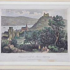 Oberwesel & Schönburg Ruins | Hand-Colored Steel Engraving c.1875