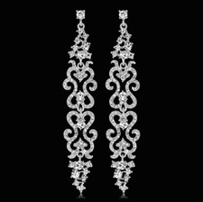 4 Inches Long Clear Austrian Rhinestone Chandelier Dangle Earrings Prom Wed E25