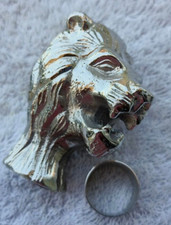 Handmade Nickel Finish LION walking stick Handle Unique Brass lion Handle