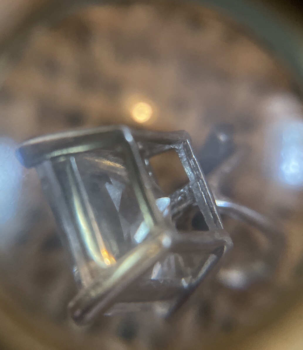 Sparkly  Large Square Crystal Solid Sterling Silv… - image 10