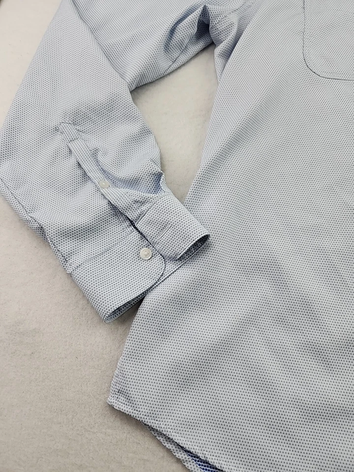 Женская рубашка с логотипом Cutter & Buck Alliant размер XL синяя клетчатая с длинным рукавом из полиэстера - Изображение 3 из 4